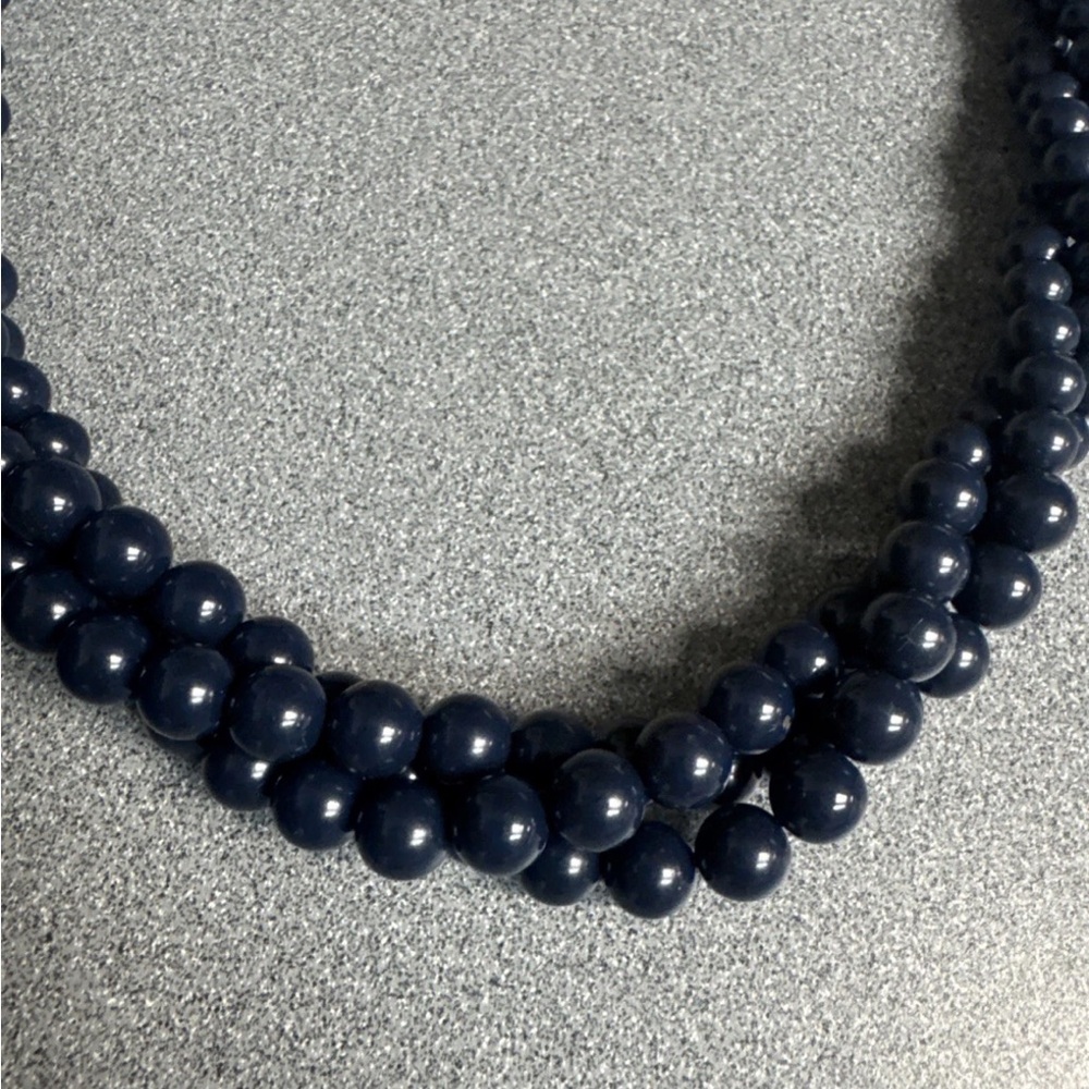 Vintage Napier Navy Blue Twisted Beaded Necklace, 17" - Picture 2 of 4